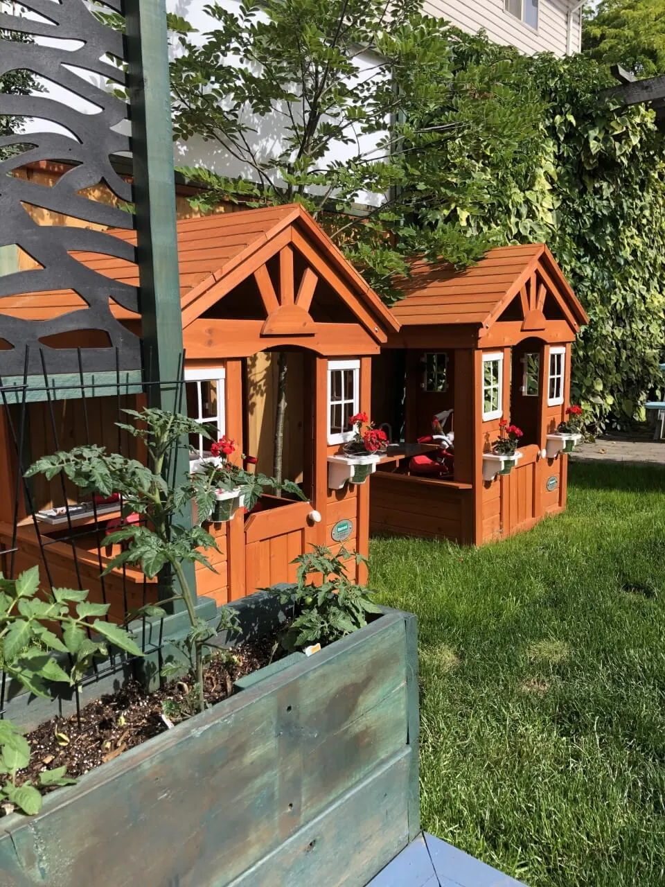 Outdoor playhouses in the play area